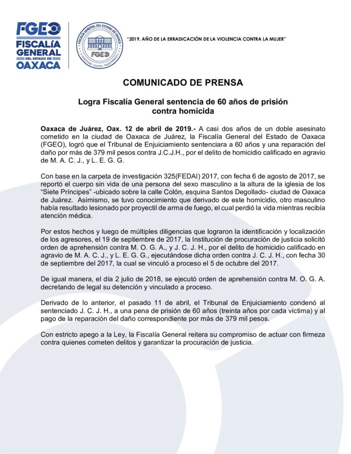 Logra Fiscalía General sentencia de 60 años de prisión (1)