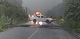 Caída de poste interrumpe circulación en carretera de Jacatepec